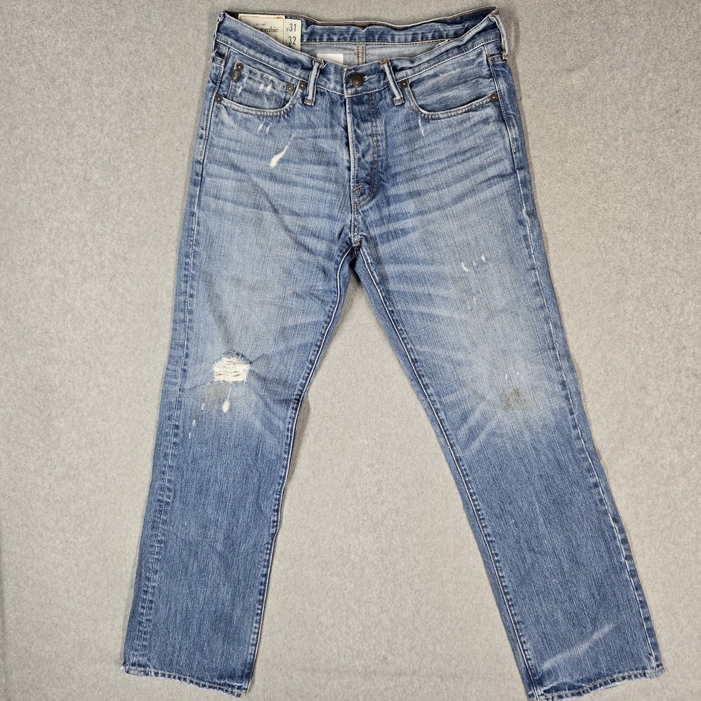 Abercrombie & Fitch Men Jeans 31X32 Blue Denim Y2K Horton Straight Classic READ